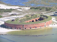 Semicircular red fort on the beach