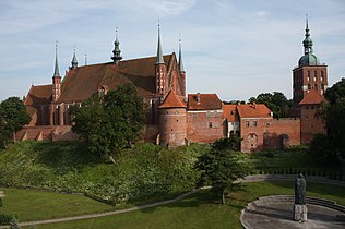 Brick Gothic fortified cathedral in Frombork, burial place of astronomer Nicolaus Copernicus