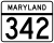 Maryland Route 342 marker