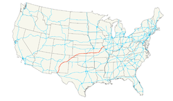 Karte des U.S. Highways 54