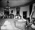 The Yellow Oval Room as President Grover Cleveland's private office, 1886. The Resolute desk stands before the windows.