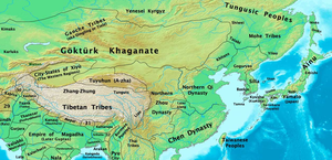 Политическая карта Восточной Азии в 565 году