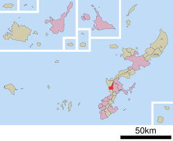 Location of Kadena in Okinawa Prefecture