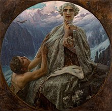 "La vetta" - "La regine dei ghiacci" opera in stile Liberty del pittore Cesare Saccaggi