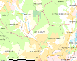 Mapa obce Bethoncourt