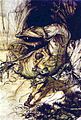 Siegfried kills Fafner, illustratie bij Richard Wagners "Ring"