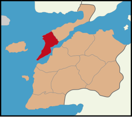 Map showing Eceabat District in Çanakkale Province