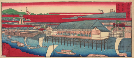 Dōjima Rice Exchange ukiyo-e by Yoshimitsu Sasaki