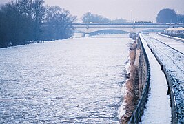 La Loire à Orléans recouverte de frazil (2012).