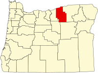 Map of Oregon highlighting Morrow County