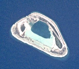 Satellietfoto van het atol Nukutepipi