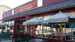 The Woodstock Cafe and Shoppes in Woodstock's historic district