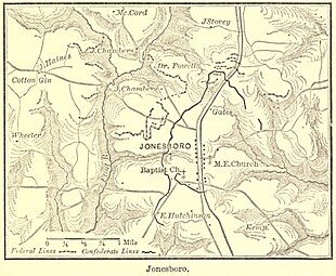 Sepia toned map is labeled Jonesboro.