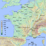 Топографска карта на Франция.