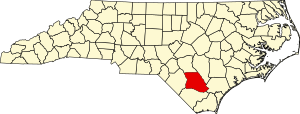 Map of North Carolina highlighting Bladen County