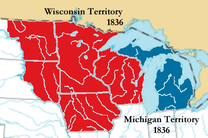 Territorial changes of the Michigan Territory from 1818 to 1836