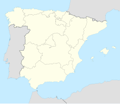 Mapa konturowa Hiszpanii, po prawej znajduje się punkt z opisem „Pollensa”