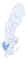 Västra Götalands läns läge i Sverige.