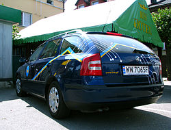 Osobowy wóz reporterski TVN. Skoda Octavia