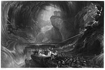 The Deluge by John Martin. 1828. Mezzotint of lost 1826 painting.