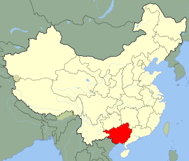 क्वांग्शीचे चीन देशाच्या नकाशातील स्थान