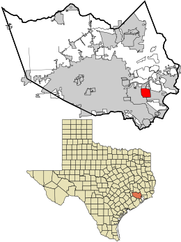 Location in Harris County in the state of Texas