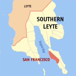 Map of Southern Leyte with San Francisco highlighted