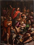 Изгнание торгующих из храма. 1572. Дерево, масло. Церковь Санто-Спирито, Флоренция