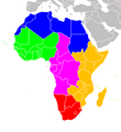 Геосхема ООН для Африки.  Северная Африка  Восточная Африка  Центральная Африка  Южная Африка  Западная Африка
