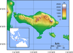 Topografiese kaart van Bali