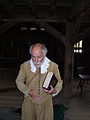 Dr. John Kemp, director of the Colonial Interpretation Department, portraying Samuel Fuller (Mayflower physician) at the church