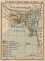 Mappa li turi t-tkabbir tal-ħakma Brittanika fil-Bengal u l-Burma (1907)