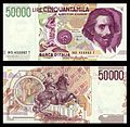 Gian Lorenzo Bernini sur itala monbileto (50 000 lirojn)