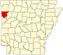 Harta statului Arkansas indicând comitatul Crawford