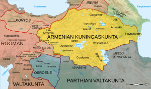 Armenian kuningaskunta ja sitä ympäröivät alueet vuonna 50.