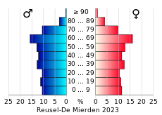 Bevolkingspiramide van de gemeente Reusel-De Mierden