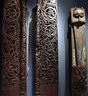 Фрагменты дверного портала не сохранившейся деревянной церкви в Ульвике, XII век