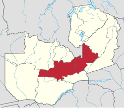 Centrální provincie na mapě Zambie