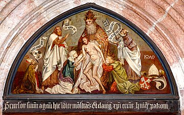 Gemälde Gnadenstuhl über dem inneren Nordportal der Berchtesgadener Stiftskirche