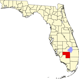 Map of Florida highlighting Hendry County