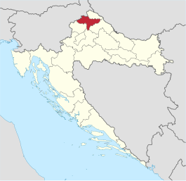 Locatie van provincie Varaždin in Kroatië