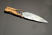 Couteau en silex daté de 2 900 ans av. J.-C. trouvé en 2003 à Allensbach en Allemagne, parmi les vestiges d'une habitation sur pilotis près du lac de Constance.