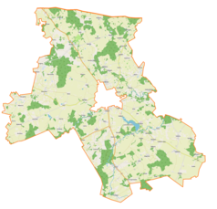 Mapa konturowa gminy wiejskiej Bartoszyce, w centrum znajduje się punkt z opisem „Sędławki”