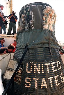 Photo de la capsule Liberty Bell 7 après sa récupération.
