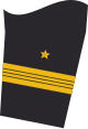 Dienstgradabzeichen eines Stabskapitänleutnants (militärfachlicher Dienst) auf dem Unterärmel der Jacke des Dienstanzuges für Marineuniformträger