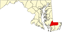 Karte von Wicomico County innerhalb von Maryland