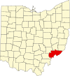 Mapa de Ohio con la ubicación del condado de Washington