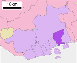 Location of Nada-ku within Kobe