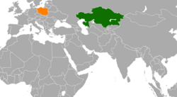 KazakhstanとPolandの位置を示した地図