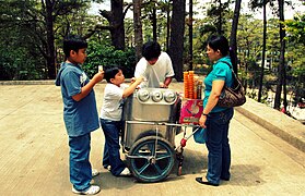 Children buying sorbetes in Baguio